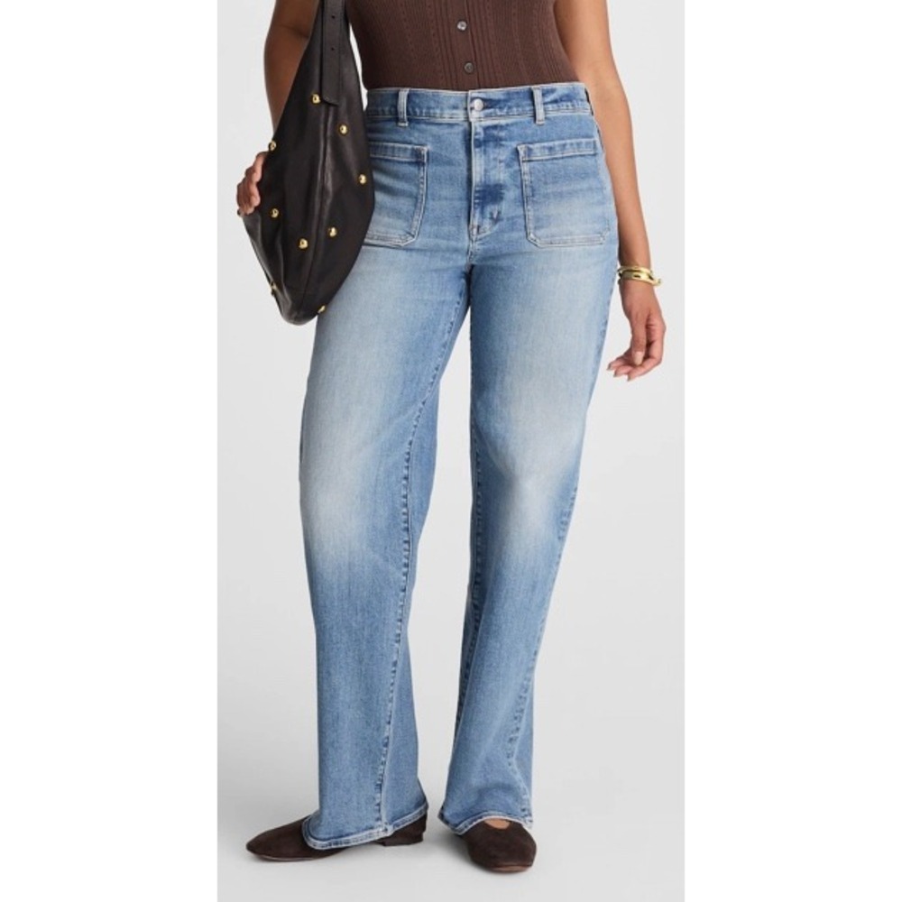 Madewell Curvy Emmett Wide Leg Jeans Womens 27 Blue High Rise Patch Pocket NW331